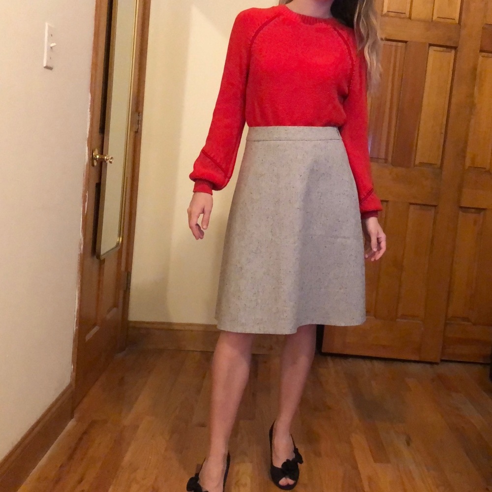 SOLD The Limited Gray and Red A-Line Skirt